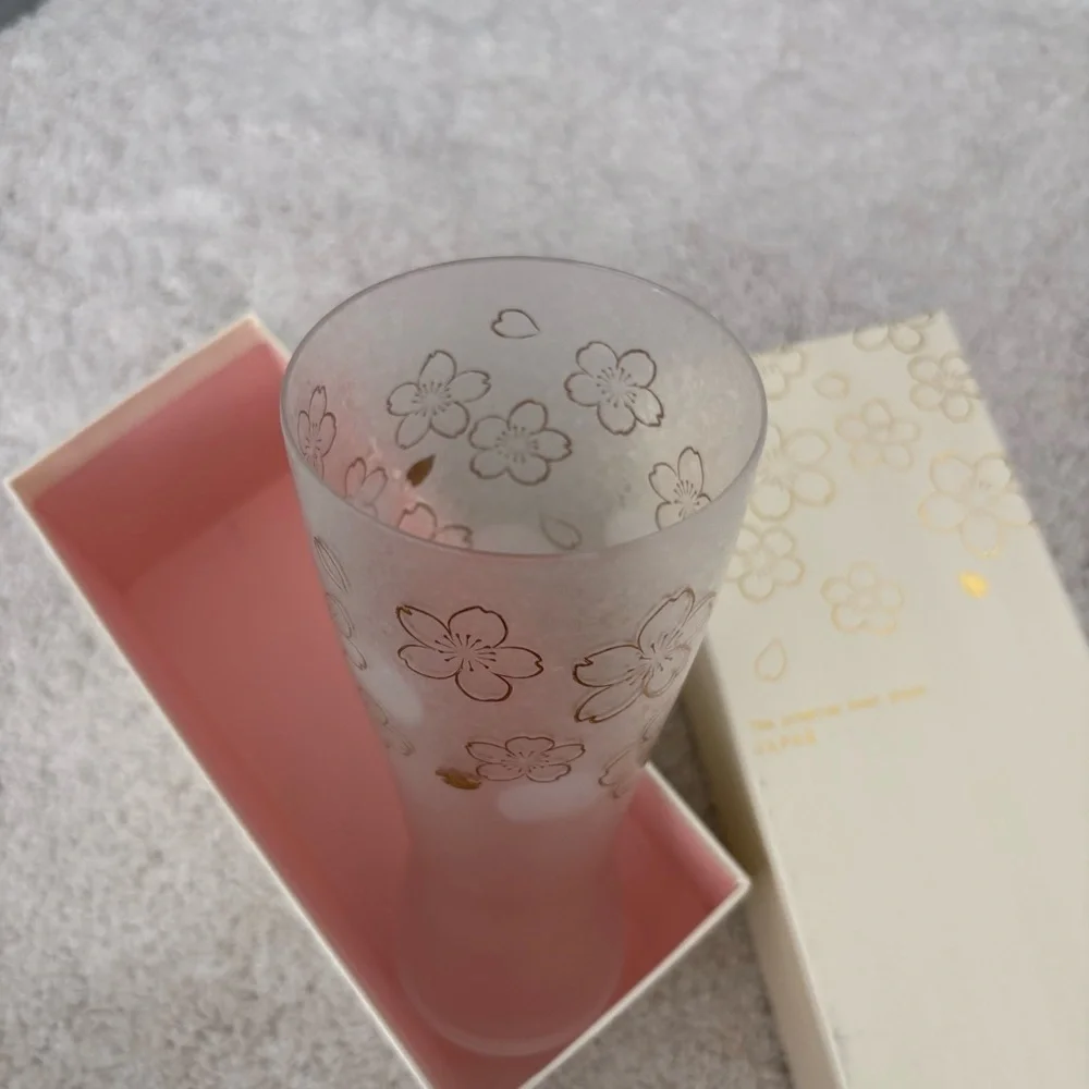 Japan Best Beer Glass Floral Frosted Glass Vase